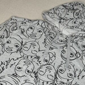 MAYA ANGELOU Gray Black History Face Print Art Graphic Hoodie Sweatshirt Size XL